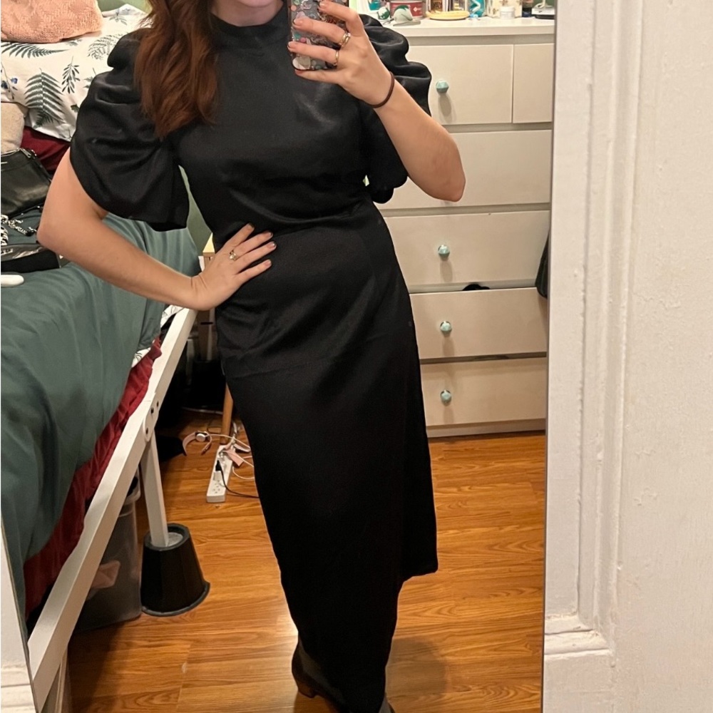 Slinky Poofy Sleeve Dress